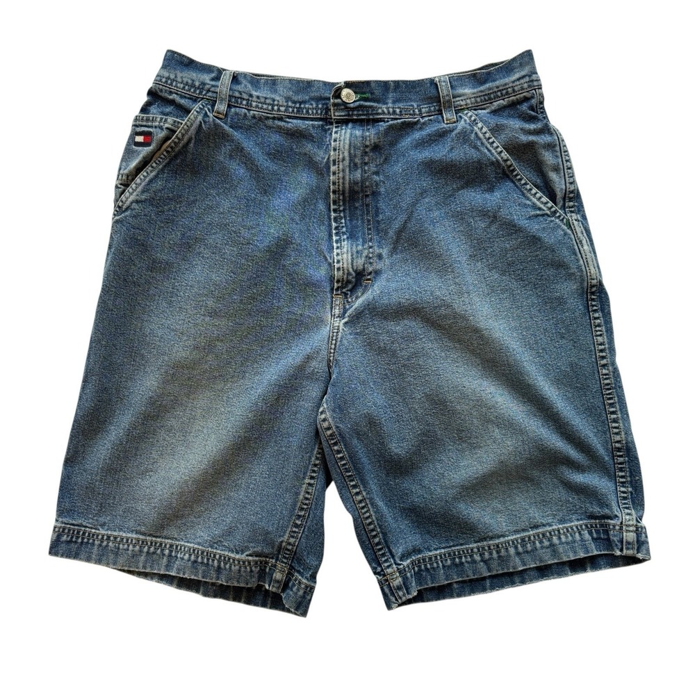 Vintage‎ Tommy Hilfiger Jeans Shorts Men's 33 Light Blue Stone Wash Baggy